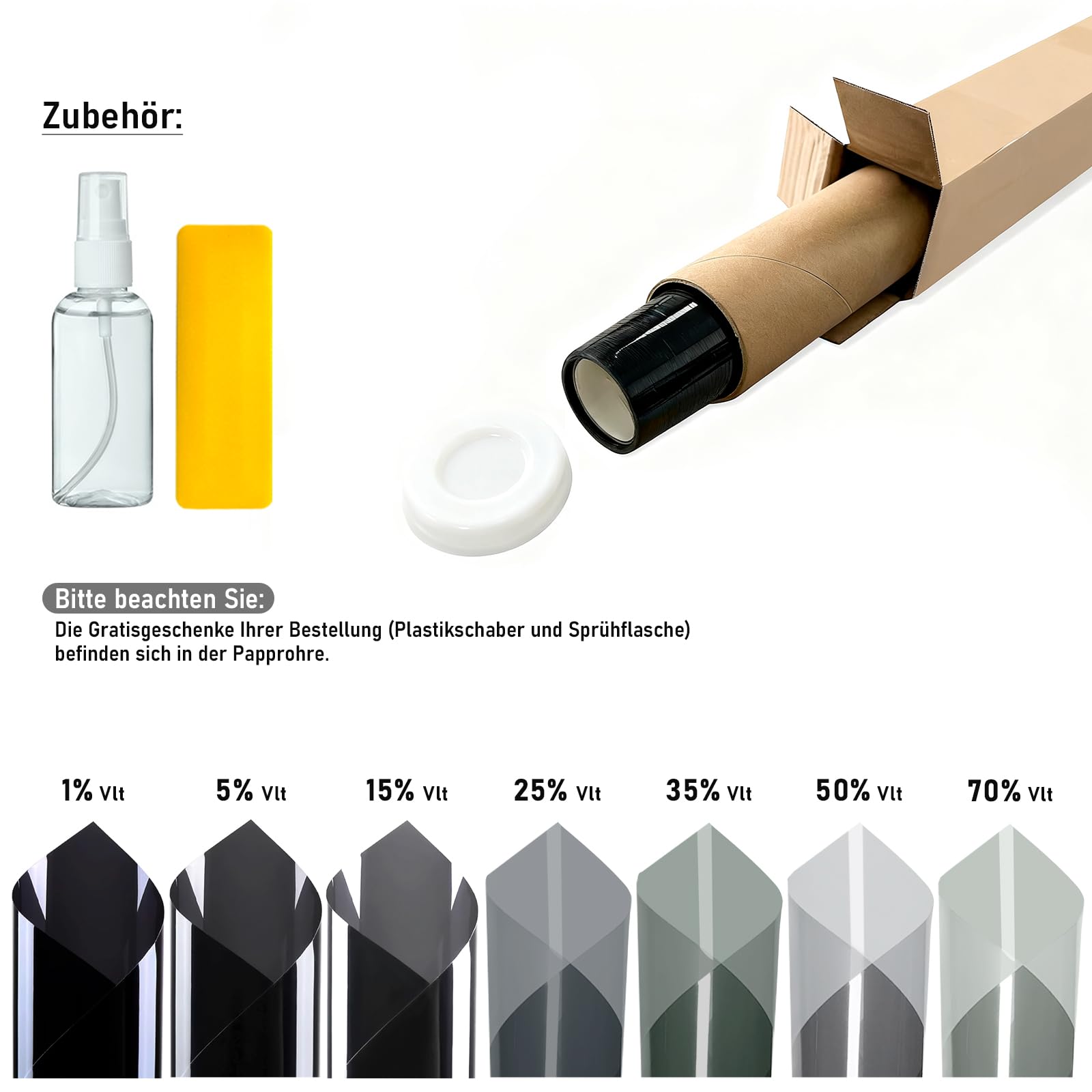 Film occultant pour Voiture, 75 cm x 3 m, 70% VLT, Autocollant - Protection UV et Infrarouge - Protection Contre la Chaleur et l'éblouissement - Film de confidentialité résistant aux Rayures