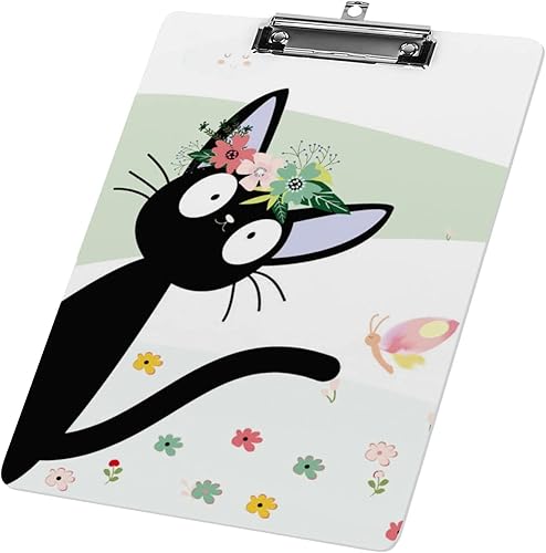 DIDXG Bonito portapapapeles acrílico tamaño carta A4 con clip plateado portapapeles para niños mujeres hombres profesores estudiantes oficina