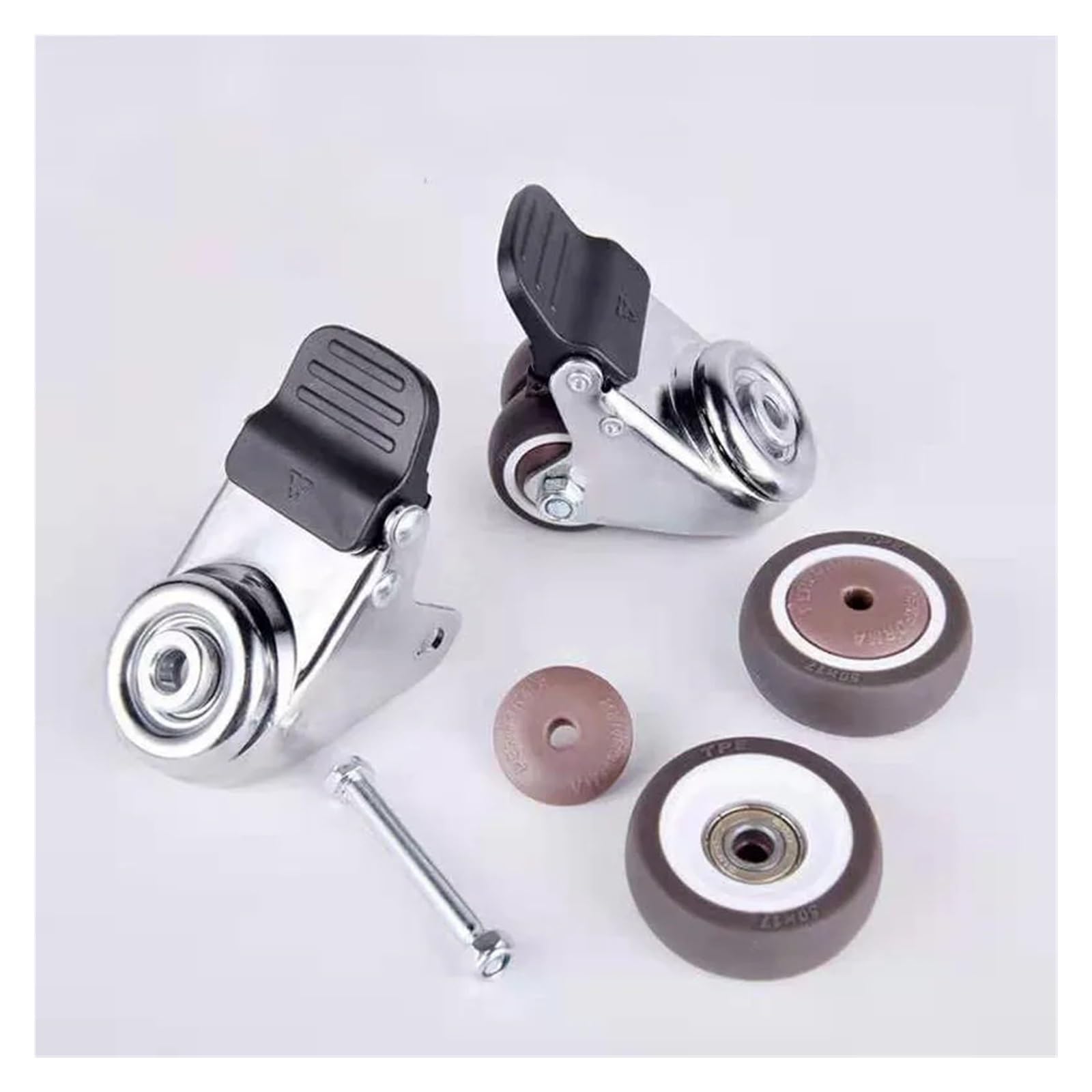 2-Zoll-Schwerlast-Lenkrollen mit 8,2-mm-Löchern, feststellbare Ersatzrollen, 4er-Set(Type 3)