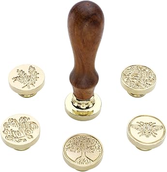 Yoption 6 Pcs Wax Seal Stamp Set, Botanical Floral Sealing Stamp Kit