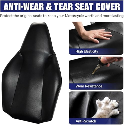 Miniatura 19 de PIT66 Funda de asiento de piel de PVC negra compatible con Honda Rancher 350 2000-2006