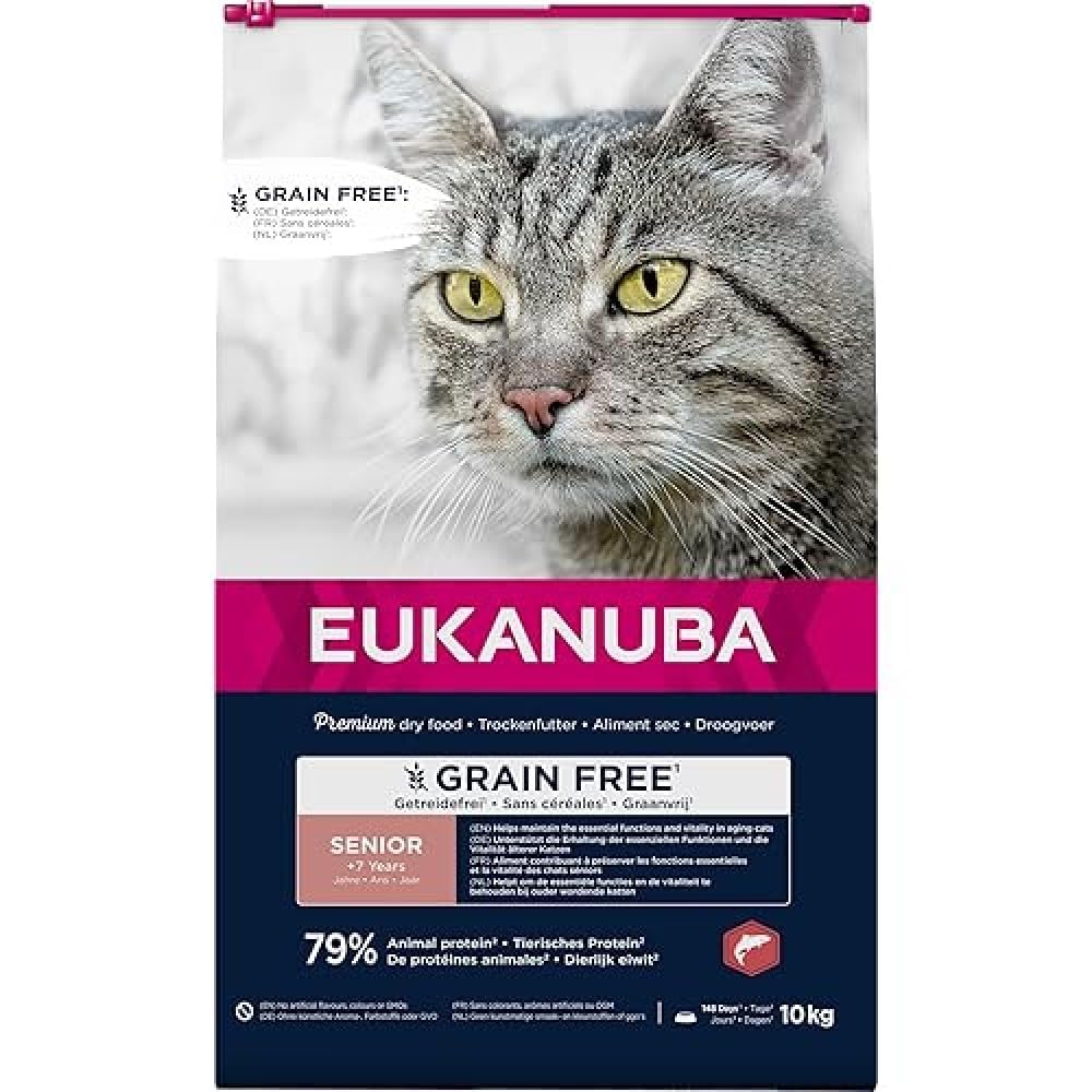 EUKANUBA Grain Free sucha karma dla starszych kotów, bogaty w łososia 10kg