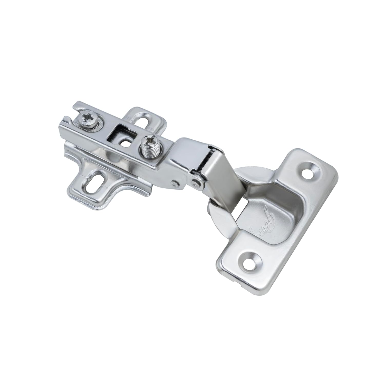 Godrej Cabinet Hinges | Regular Close | 2 Hole Half Overlay | BIFMA Tested, Nickel Plated | 105 Opening | for 17-21mm Thick Panel | 34x 22” Max Shutter Size | Wardrobe, Kitchen | Pack of 20