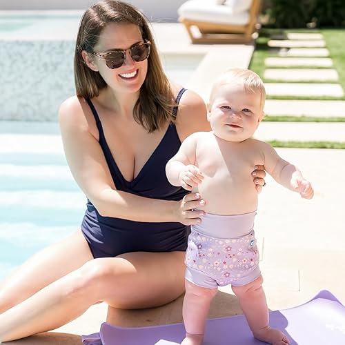 Miniatura 3 de Splash About Happy Nappy - Pañal de natación reutilizable, color lila primavera, 12-24 meses