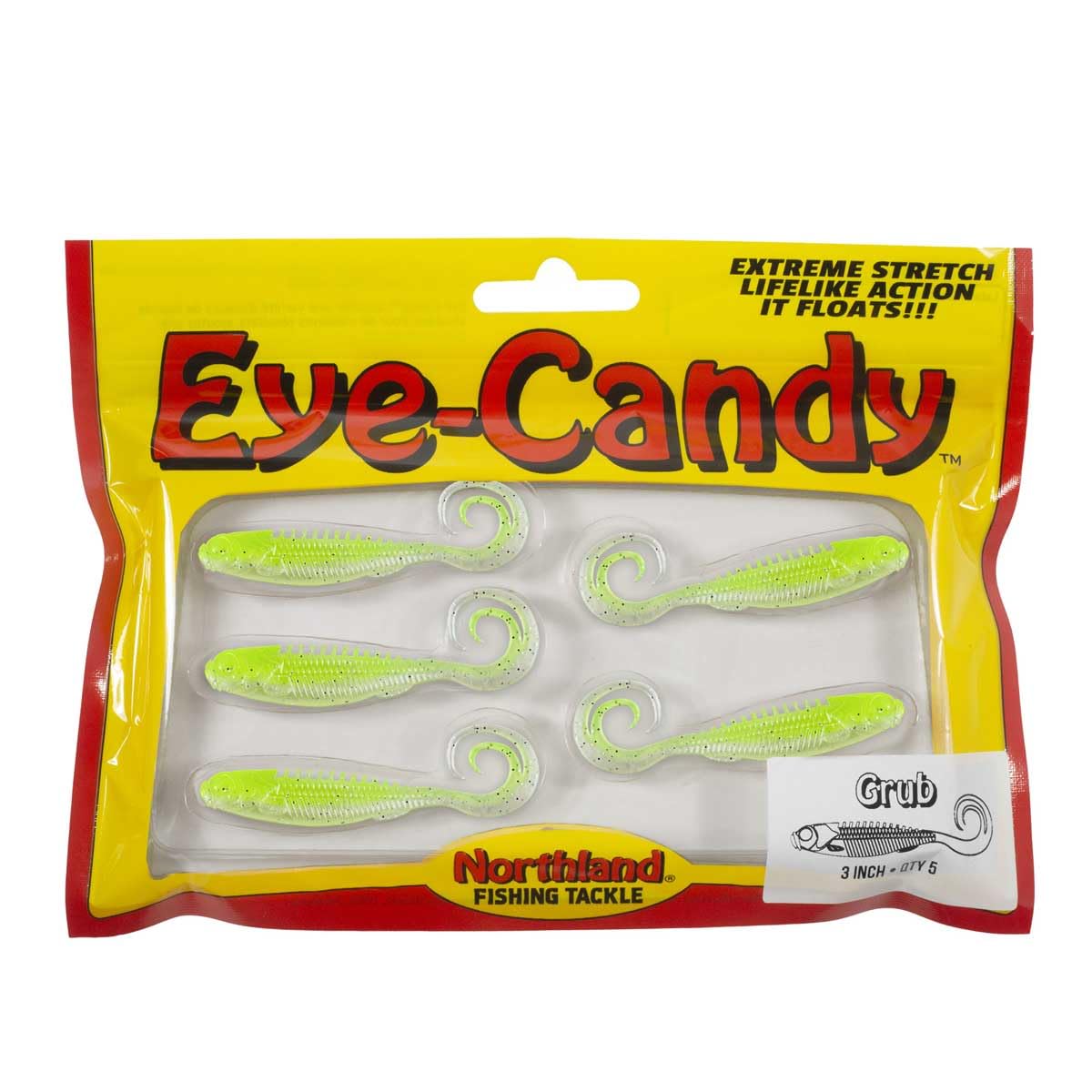 Northland Tackle Eye Candy Grub Floating 3" Soft Plastic Fishing Lure for Walleye Fishing, 12 Realistic Colors, 5 Baits Per Pack