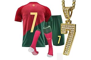 Cristiano Ronaldo Youth Soccer Jersey with Socks and Necklace