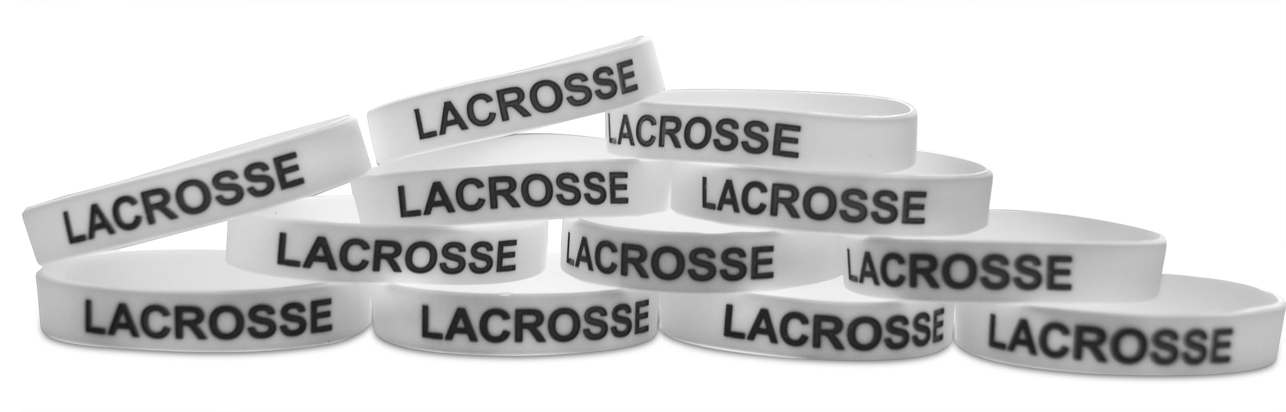 Novel Merk 12-Piece Lacrosse White Party Favor & School Carnival Prize Sports Silicone Wristband Bracelet