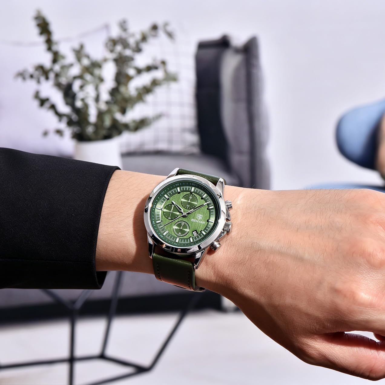 BENYAR Herrenuhr Chronograph Analog Quarz Herren Wasserdicht Leuchtende Datum Armbanduhr Mode Business Kleid Herrenuhr