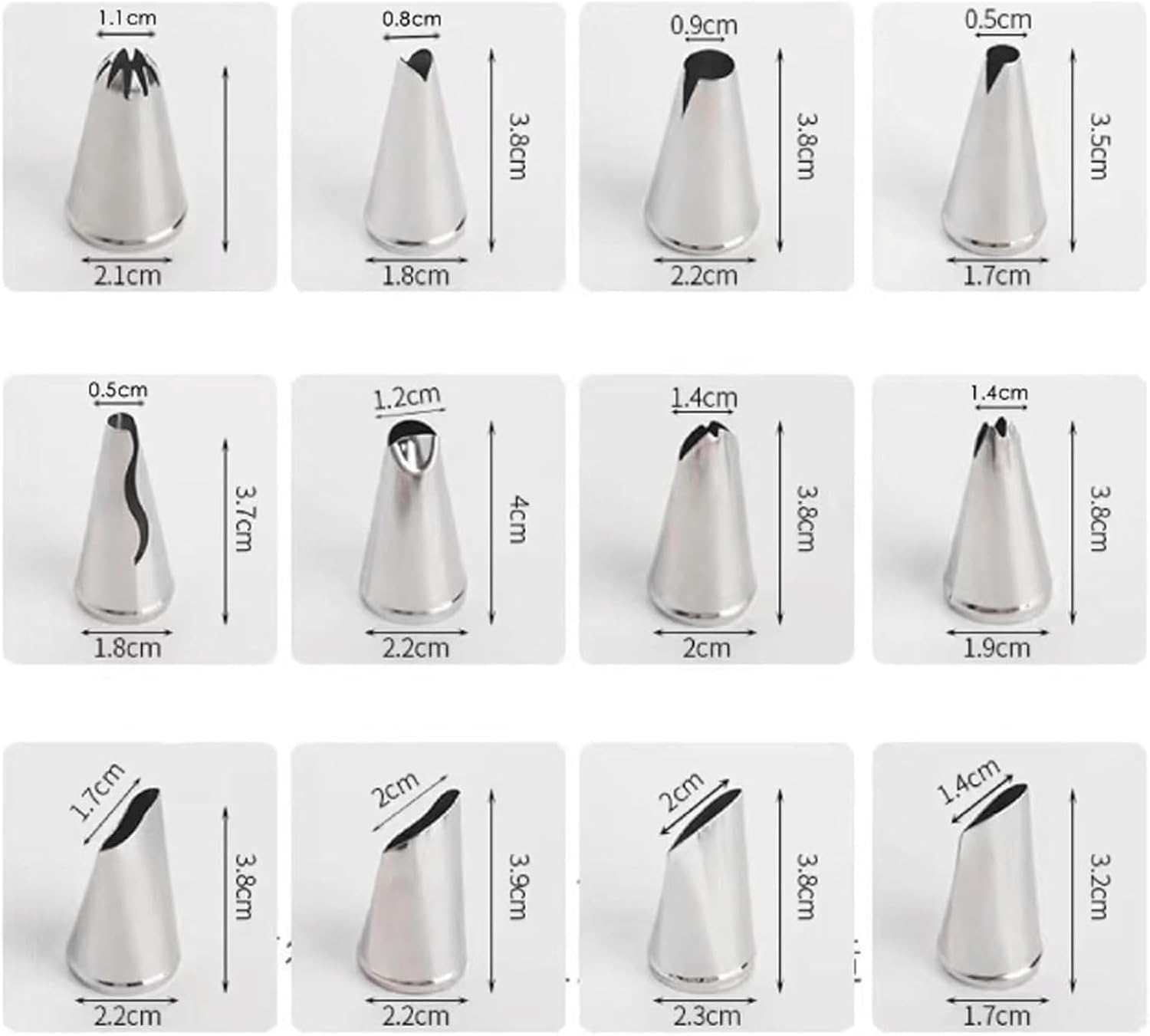 Piping Tips Stainless Steel Pastry Nozzles 24-Piece Icing Tips Seamless Icing Piping Nozzles Decorating Tips Piping Kit Tips Set