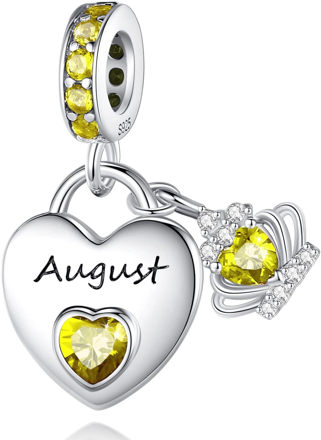 Birthstone Charms for Charms Bracelet: 925 Sterling Silver Heart Dangle Charms for Bracelets and Necklaces, Birthday Mother's Day Christmas Gifts For Women.