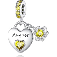 Birthstone Charms for Charms Bracelet 925 Sterling Silver Heart Dangle Charms for Bracelets and Necklaces, Birthday Mothers Day Christmas Gifts For Women.