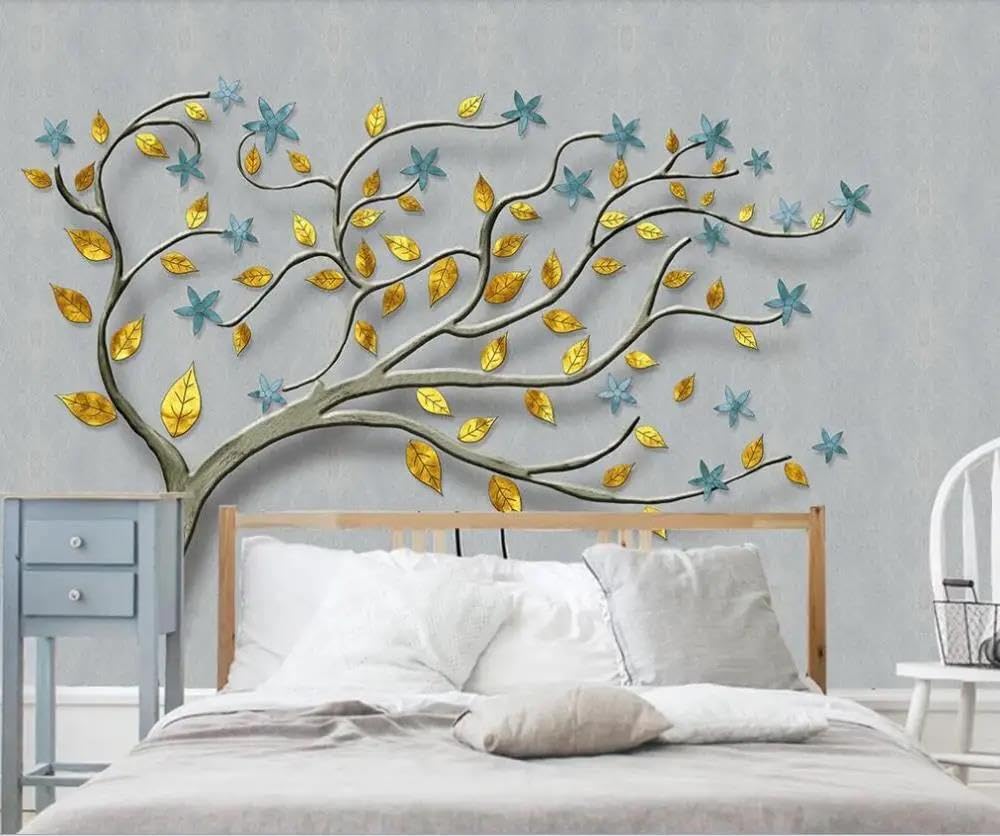 Papier peint mural 3d plantes vertes intissé salon chambre déco murale