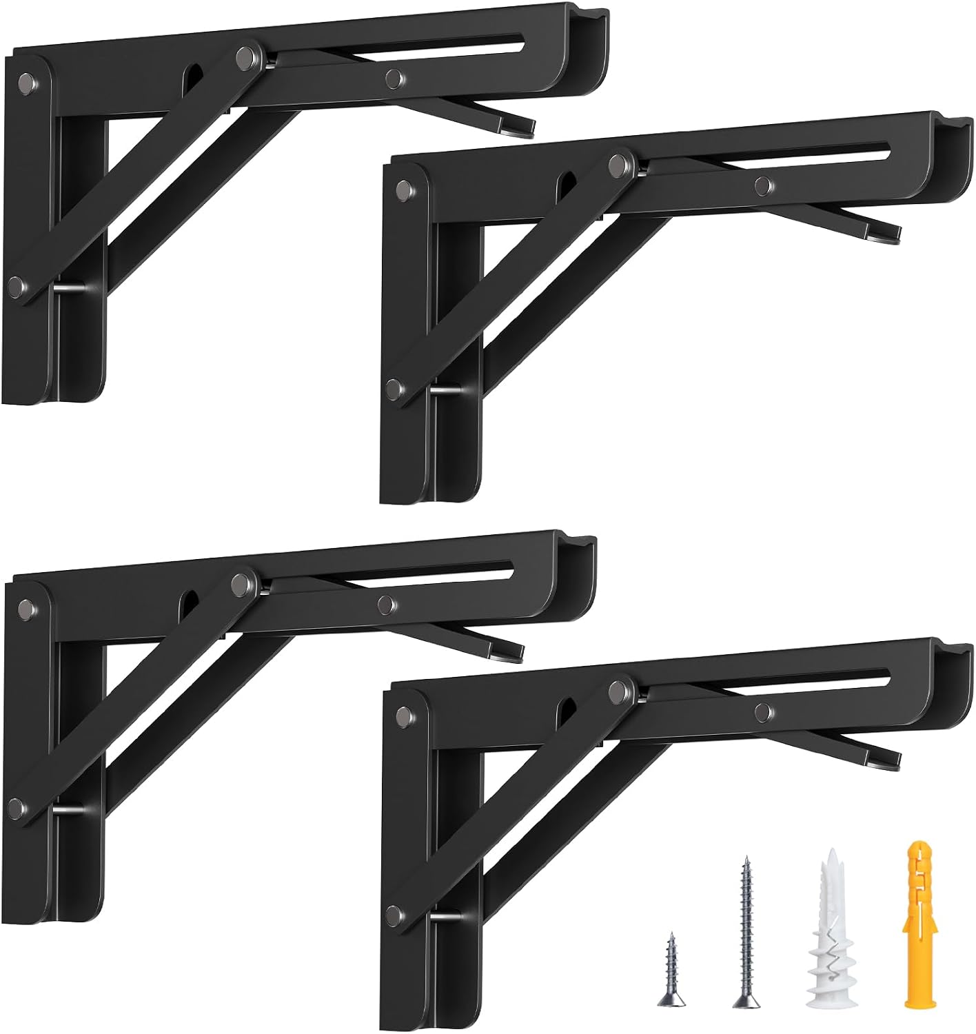 8 Inch Folding Shelf Brackets, Heavy Duty Collapsible Shelf Brackets, 4Pcs