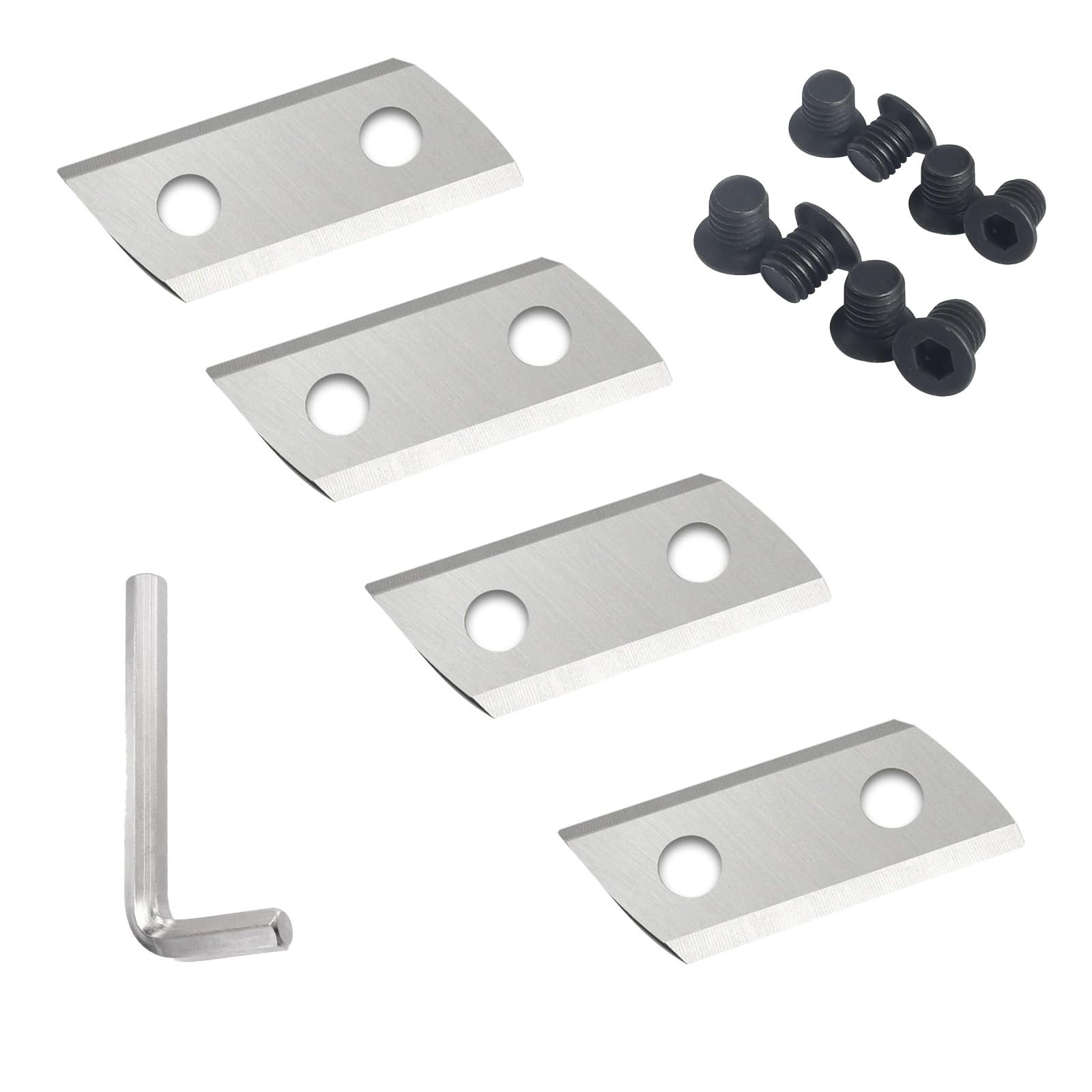4 cuchillas de madera compatibles con Sun Joe CJ601E, CJ602E, Earthwise GS70015, kit de herramientas de corte de doble cara reemplazables, con llave hexagonal en forma de L