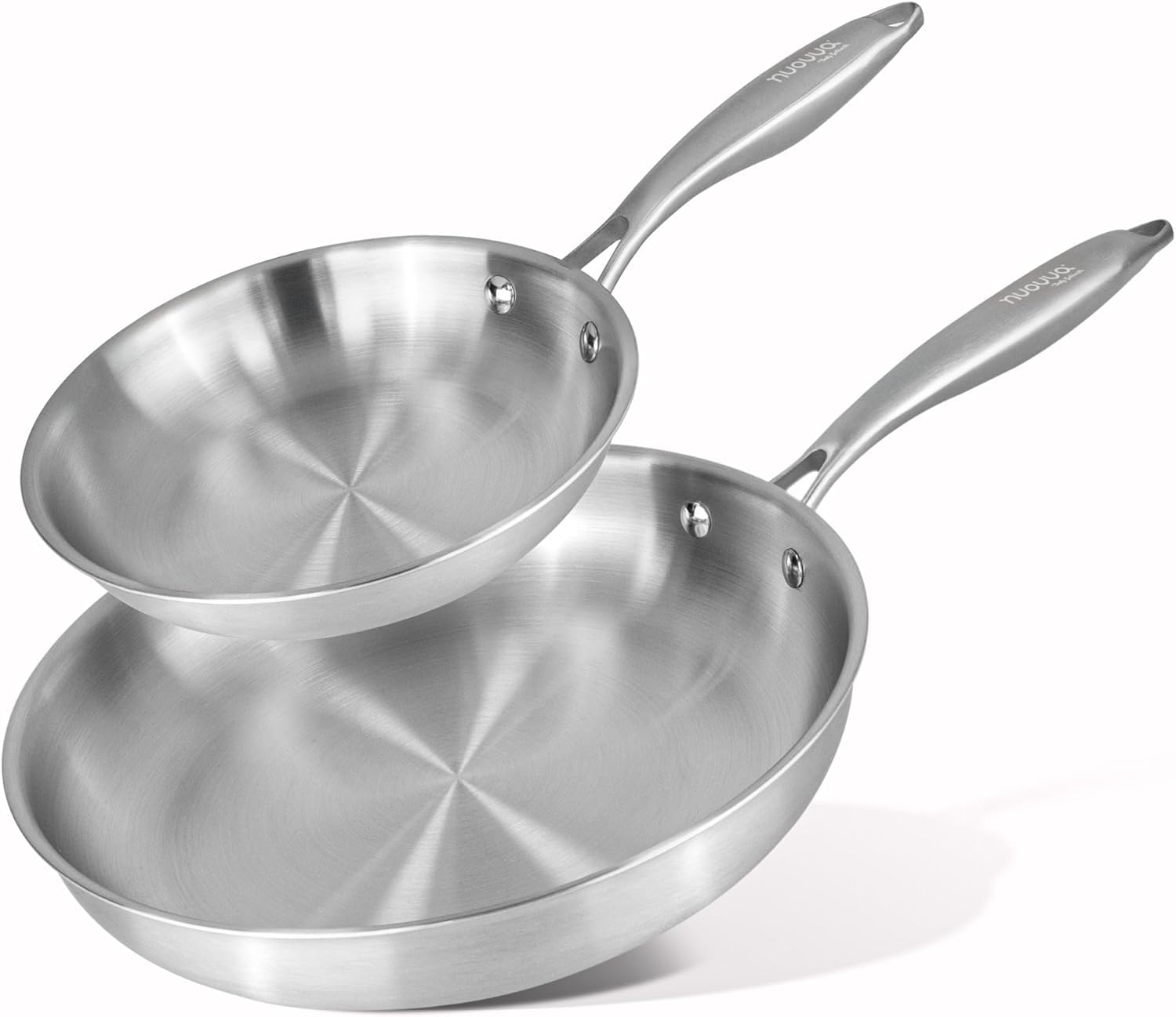 nuovva Stainless Steel Frying Pan Set – 2pcs Induction Hob Pan Set – Naturally Non-Stick Tri-Ply Stainless Steel – 20cm & 28cm Cooking Pans — view 11