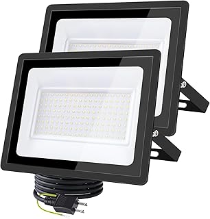 led投光器 作業灯 100w 1500w相当 15000LM 6500K IP66防水 100V対応 PSE適合 アース付きプラグ 昼光色 高輝度 長寿命 省エネ ワークライト 工事用 灯光器 看板灯 外灯 屋外用 野外 倉庫 駐車場用 照明 超爆光 2個セット