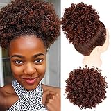 GX Beauty Curly Hair Ponytail Afro Puff Drawstring Ponytail African American Short Kinky Curly Warp Drawstring Puff Ponytail Hair Extensions(#33)
