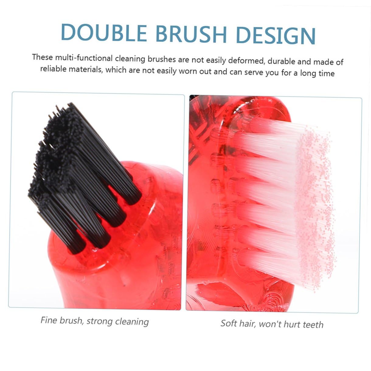 Set 3 Pezzi Spazzolino per Dentiera Piccolo Multifunzionale Doppia Faccia in Materiale Durevole Portatile per la Pulizia Domestica e l'Igiene Orale Personale
