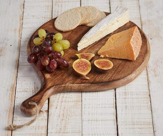 SHAHAZ CRAFTS Premium Round Mango Wood Chopping Board for Kitchen | Multipurpose Wooden Cutting Board | Serving Platter | ...