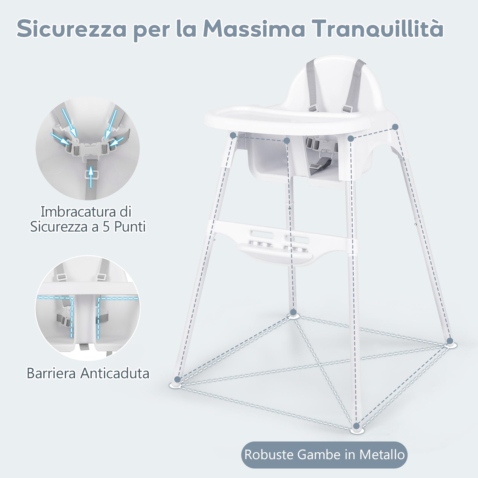 COSTWAY 4 in 1 Seggiolone per Bambini, con Vassoio Regolabile (Bianco) | Seggiolone Papa con Poggiapiedi, Sedia da Terra per Bambini 6-36 Mesi