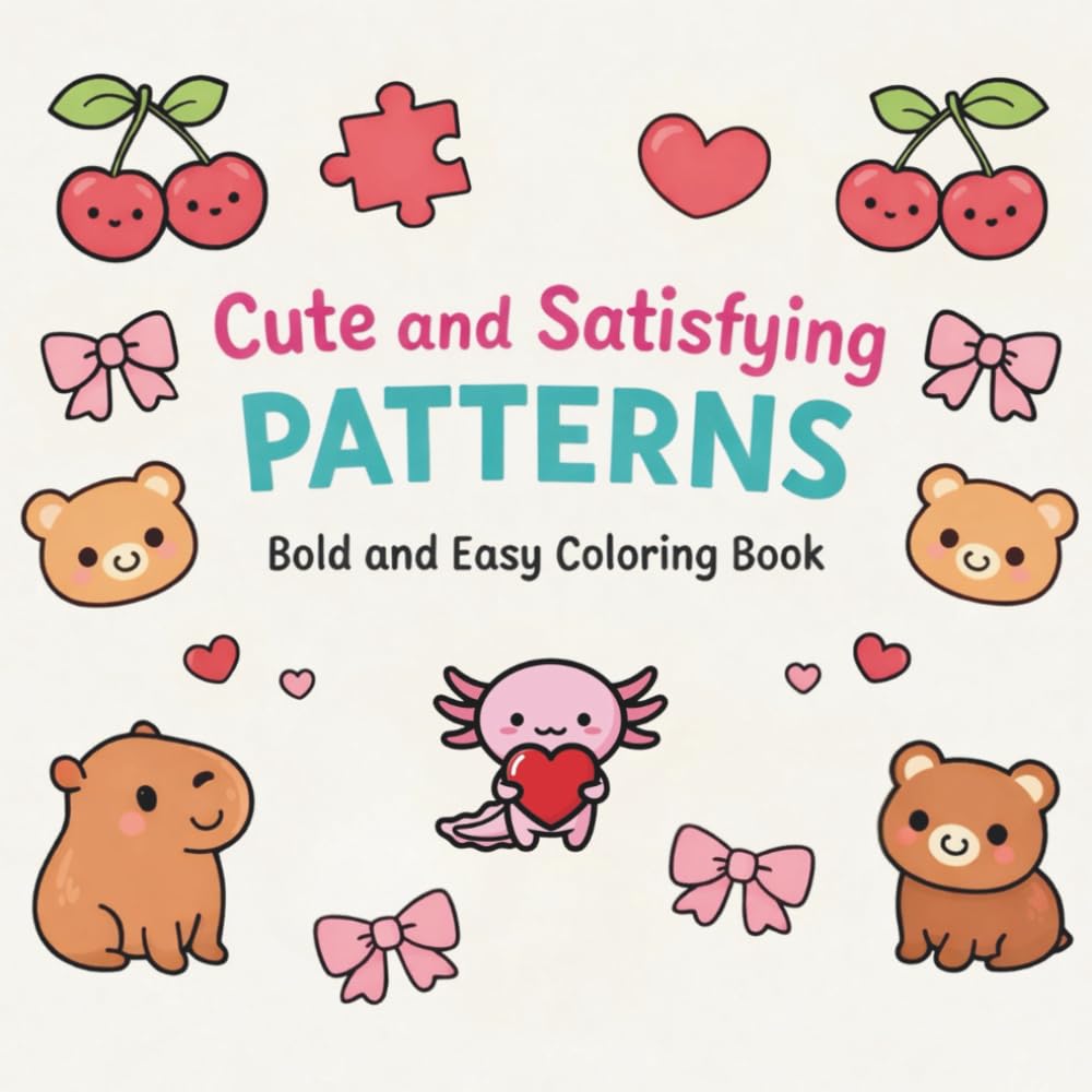 Cute and Satisfying Patterns: Bold and Easy Coloring Book