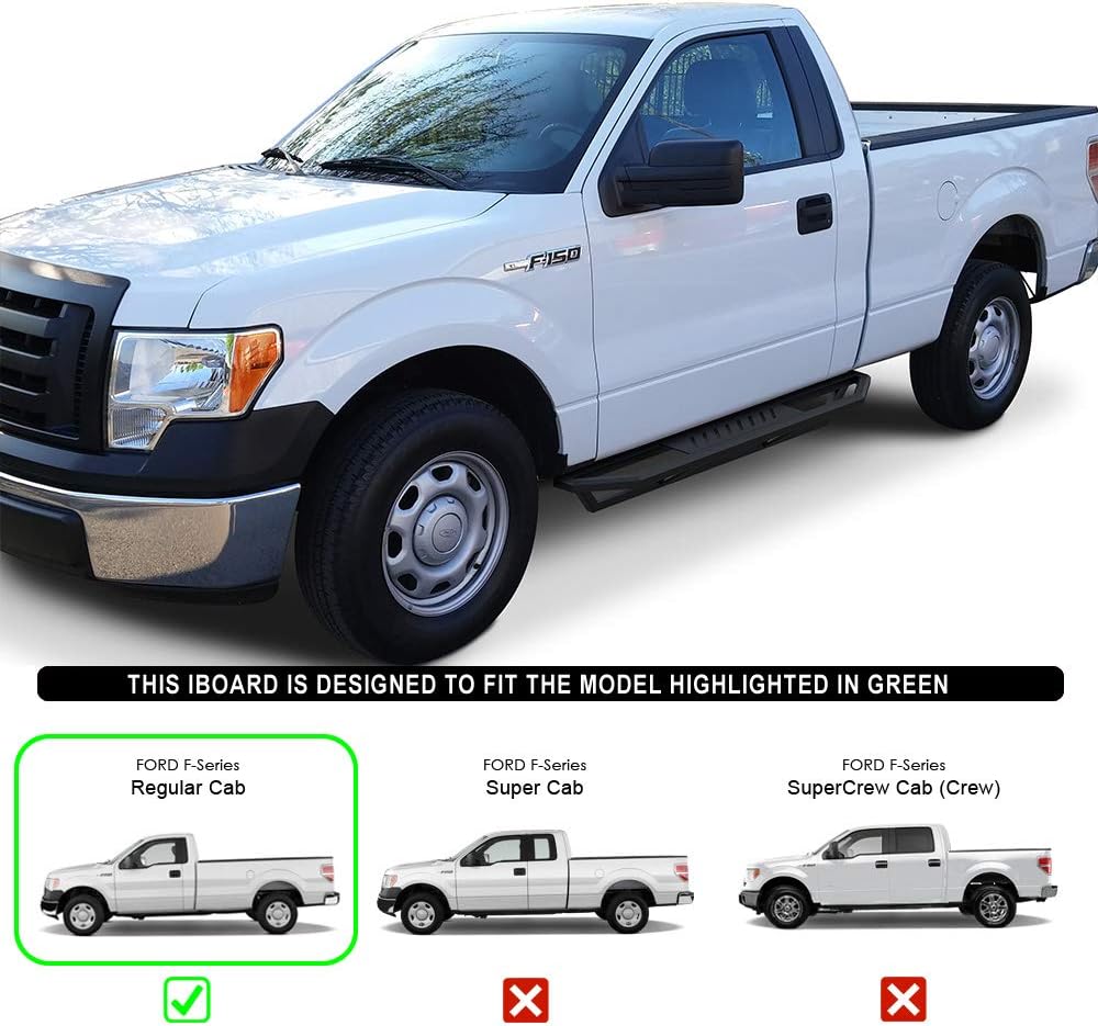 HD Ridez Hybrid Rocker Steps Stainless Steel Armor Compatible with Ford F150 2015-2026 Regular Cab & F-250 F-350 Super Duty 2017-2026 (Nerf Bar Side Steps Side Bars)