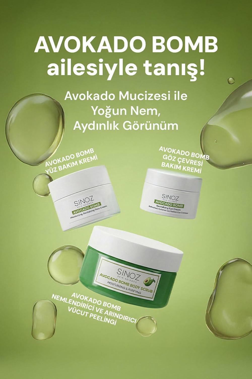 Sinoz Avokado Bomb Canlandırıcı Nemlendirici Yüz Bakım Kremi 50 Ml