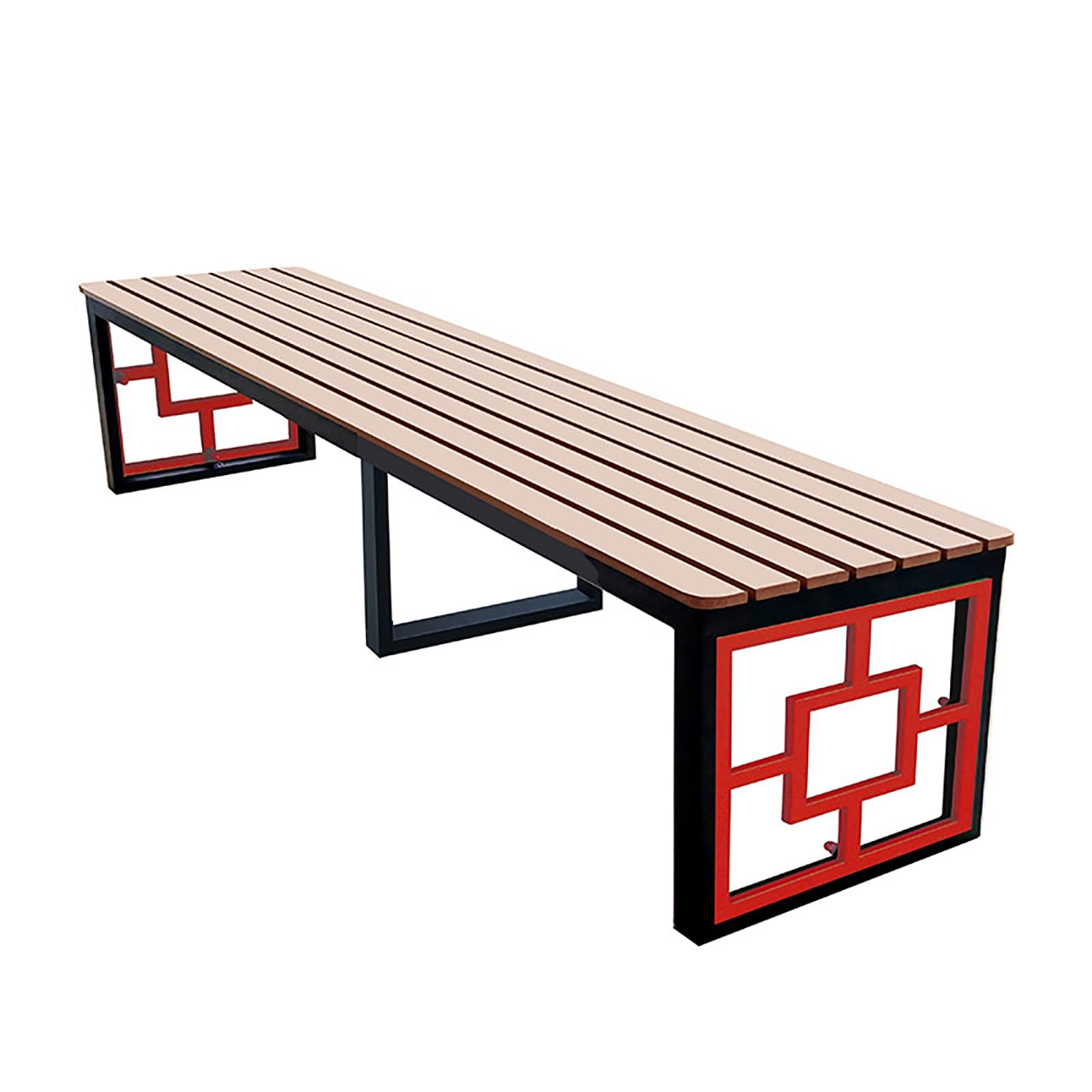 Banco Jardin Exterior 2 Plazas de Madera Sintética Polywood | Banco de Jardin con Estructura Galvanizada de Doble Tubo Cuadrado, Terraza, Balcón, Porche(Rosso,150x40x45cm)