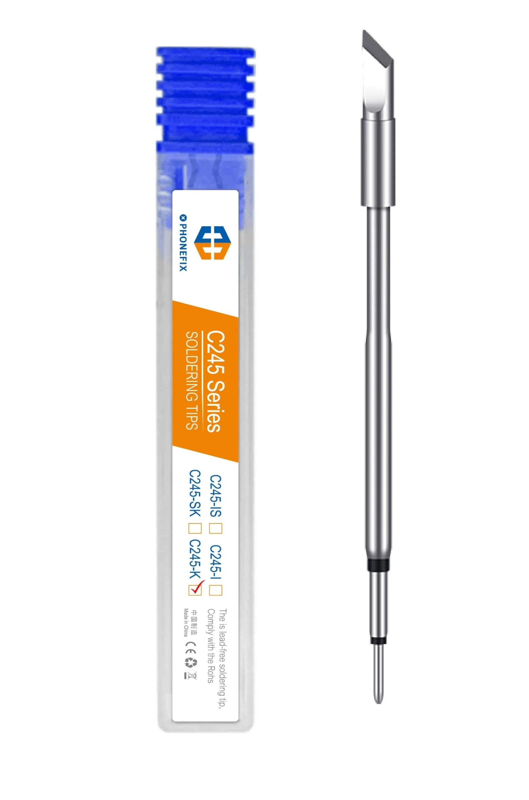 PHONEFIX C245 Series Universal Solder Iron Tips For JBC CD-2SHE Aixun Universal Welding Station Mobile Phone Motherboard Repair (C245-K)