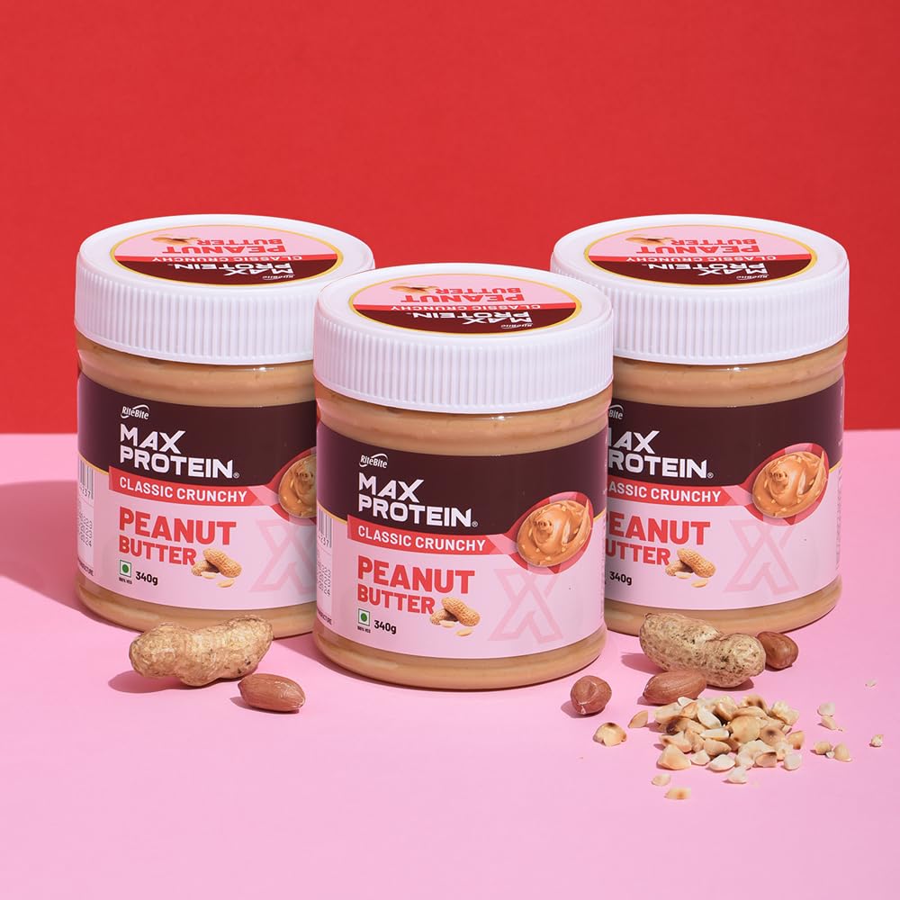 Ritebite Max Protein Peanut Spread pack of 3 - Classic Crunchy Peanut Butter [340 g x 3] - High Protein | High Fiber | Gluten Free | Vegan | No Preservatives | All Natural (B096K5ZM71) Amazon Price History, Amazon Price Tracker