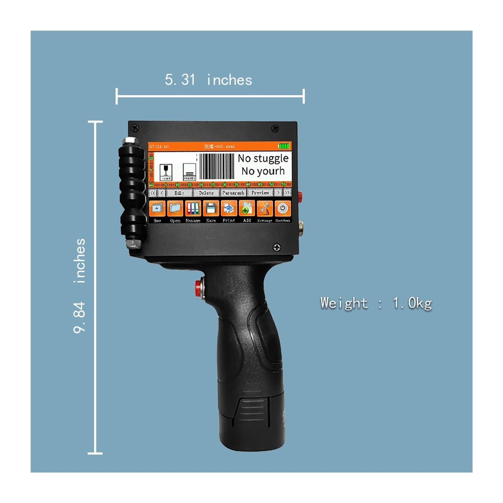 Impresora de inyección Tinta portátil con Pantalla táctil LED Inteligente 4,3 Pulgadas, Tanques Dobles, Impresora Secado rápido,Alta sensibilidad