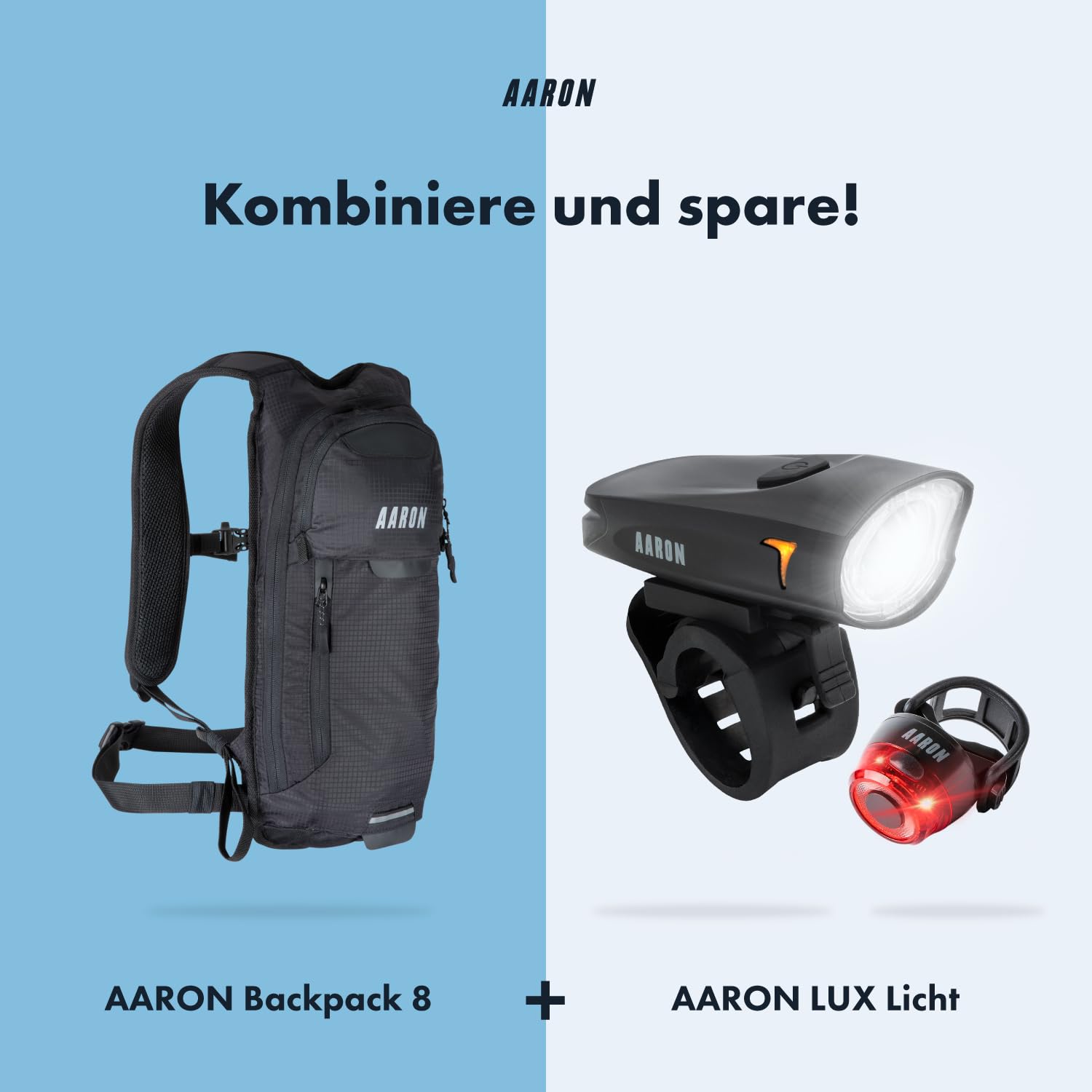 AARON Fahrradrucksack und Skirucksack klein 8L, MTB Rucksack, Wasserdicht mit Regenschutz, Wanderrucksack klein für Damen & Herren