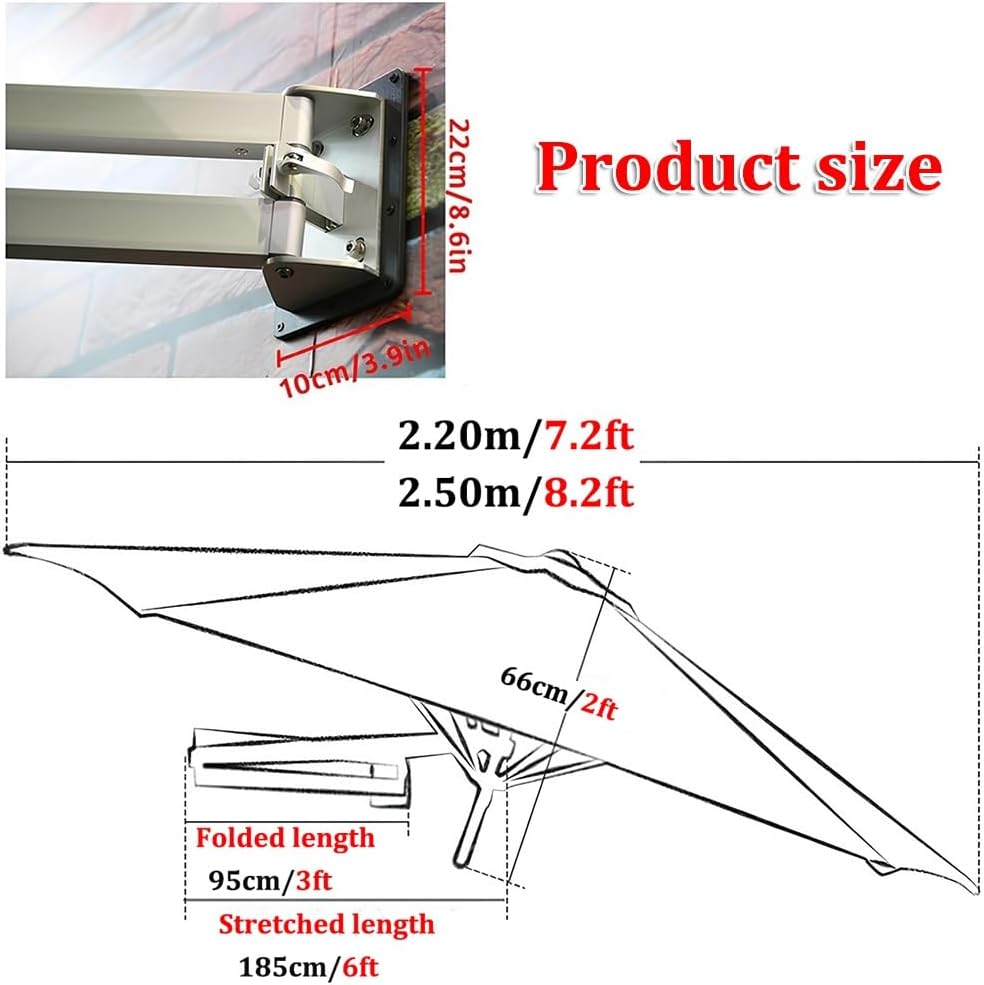 Wall-mounted Shading Umbrellas Sunshade With Adjustable Pole Outdoor Garden Patio Parasol Suitable For Gardens Courtyards Balconies Etc