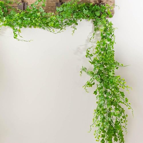 Miniatura 7 de Guirnalda de helecho de culantrillo de vinilo resistente a la intemperie, vegetación falsa para decoración de interiores o exteriores (69 pulgadas