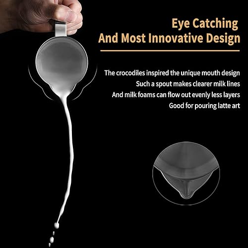 Miniatura 4 de MHW-3BOMBER Jarra de espuma de leche de 16.9 oz16.9 fl oz, jarra de arte latte de acero inoxidable, jarra vaporizadora de café expreso, colorida