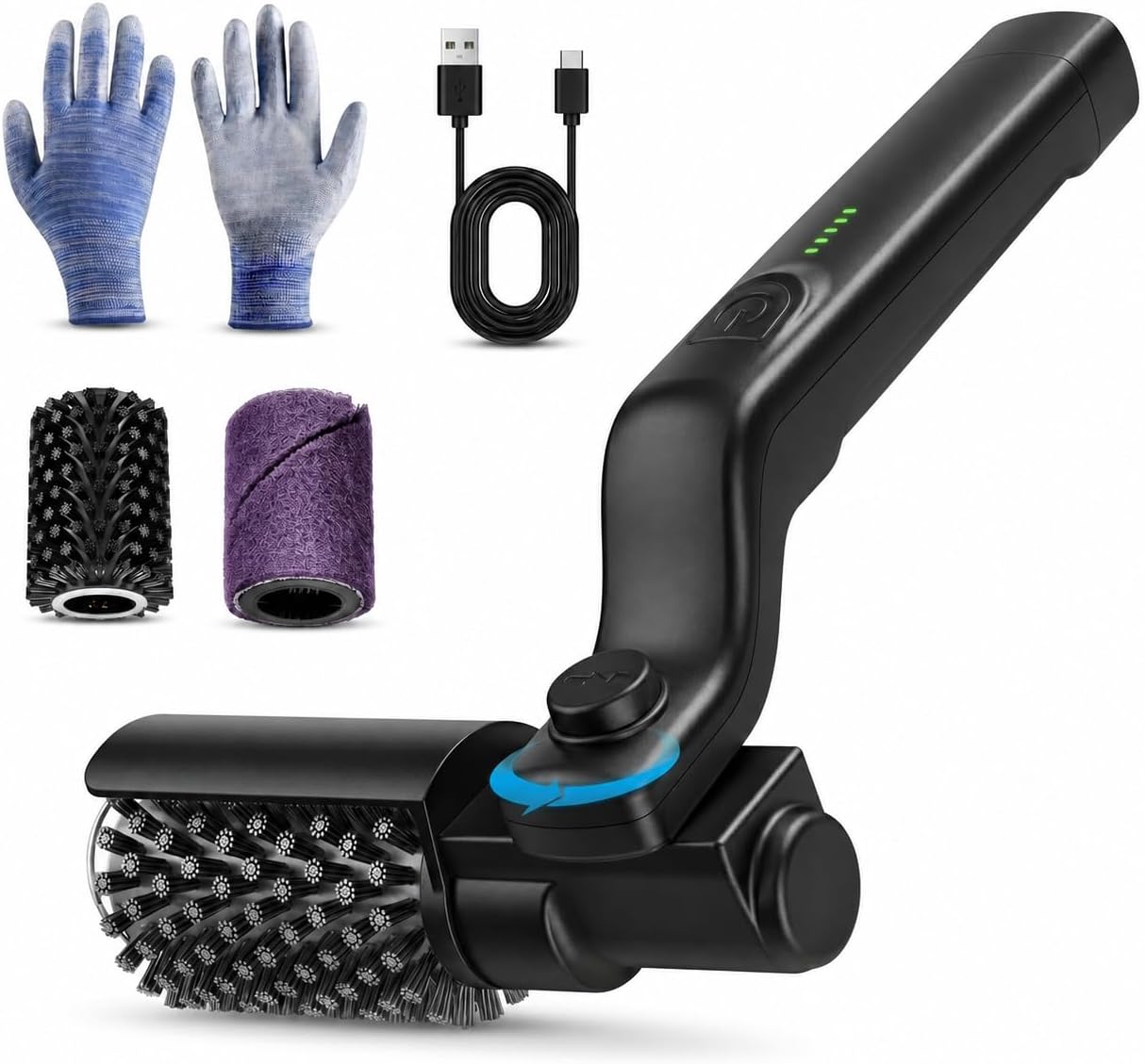 Electric Grill Brush, 3-Speed Cordless BBQ Cleaner, Dual Heads, 2600mAh USB-C, 180° Adjustable Handle