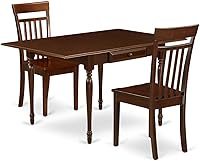 Vista 1 de East West Furniture MZCA3-MAH-W Monza - Juego de 3 piezas para espacios pequeños que contiene una mesa de comedor rectangular con gotas y 2 sillas