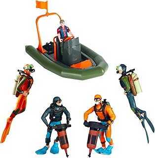 Hiawbon People Models Underwater Swimmers Action Figures Realistic Divers Figurines Plastic Speed Boat Model,Set of 6