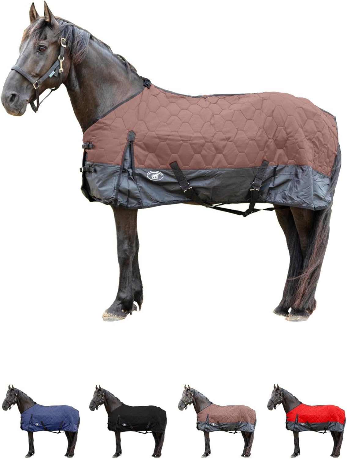 RESISTANCE Premium 420 Denier Horse Stable Blanket with 200 Gram Polyfill - Waterproof & Windproof - Adjustable Fit Without Tail Flap