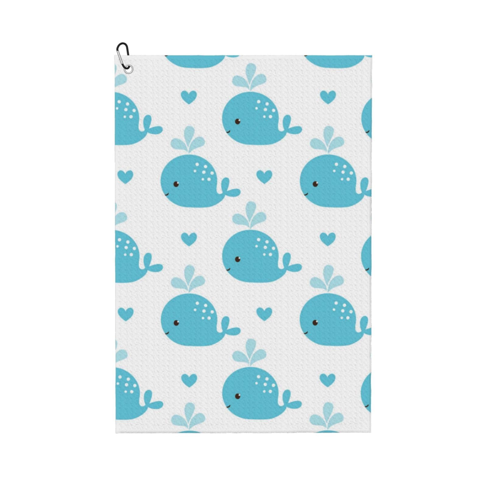 Hnnkloy Cute Blue Whales, 16x24 in Portable Waffle Golf Towels with Carabiner Clip for Golf Bag