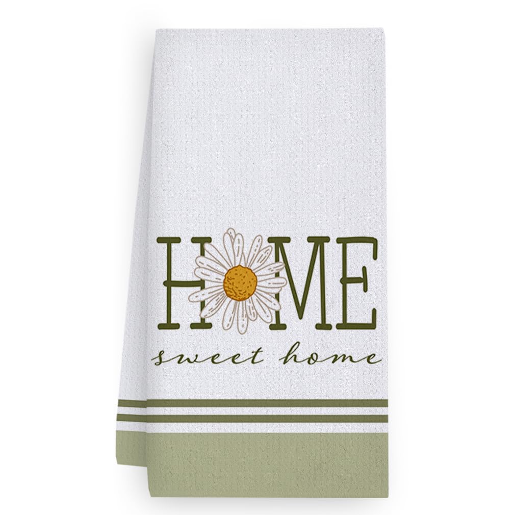 Trapos Cocina Flores Verdes Pálidas Paños de Cocina Suaves y Absorbentes Paños Cocina Reutilizables Trapos de Cocina para Secar Toallas Lavable Toallas de Barra Juego de 4 (40x60cm)