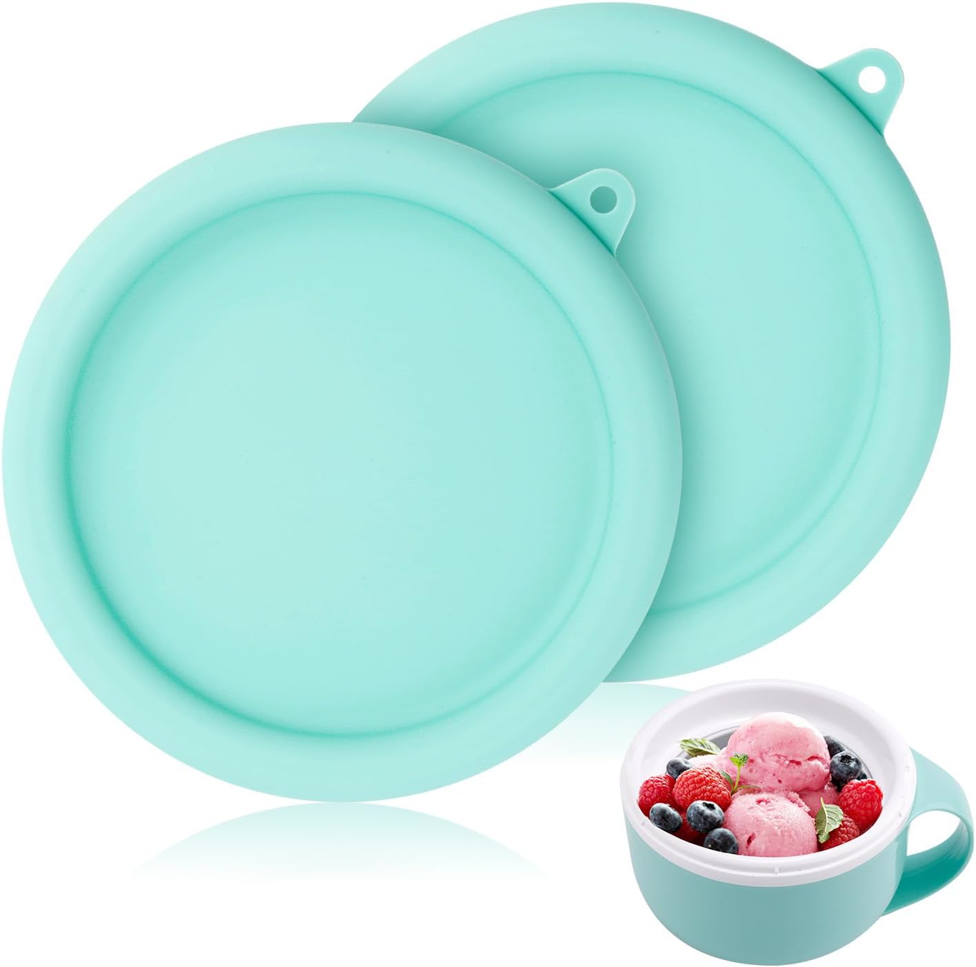 2pcs Silicone Lid for Dash My Mug Ice Cream Maker, 5.9in BPA-Free Silicone Bowl Covers Storage Lid Ice Cream Maker Lid Replacement Ice Cream Maker Accessories for Dash Ice Cream Maker Mug(Light Green)