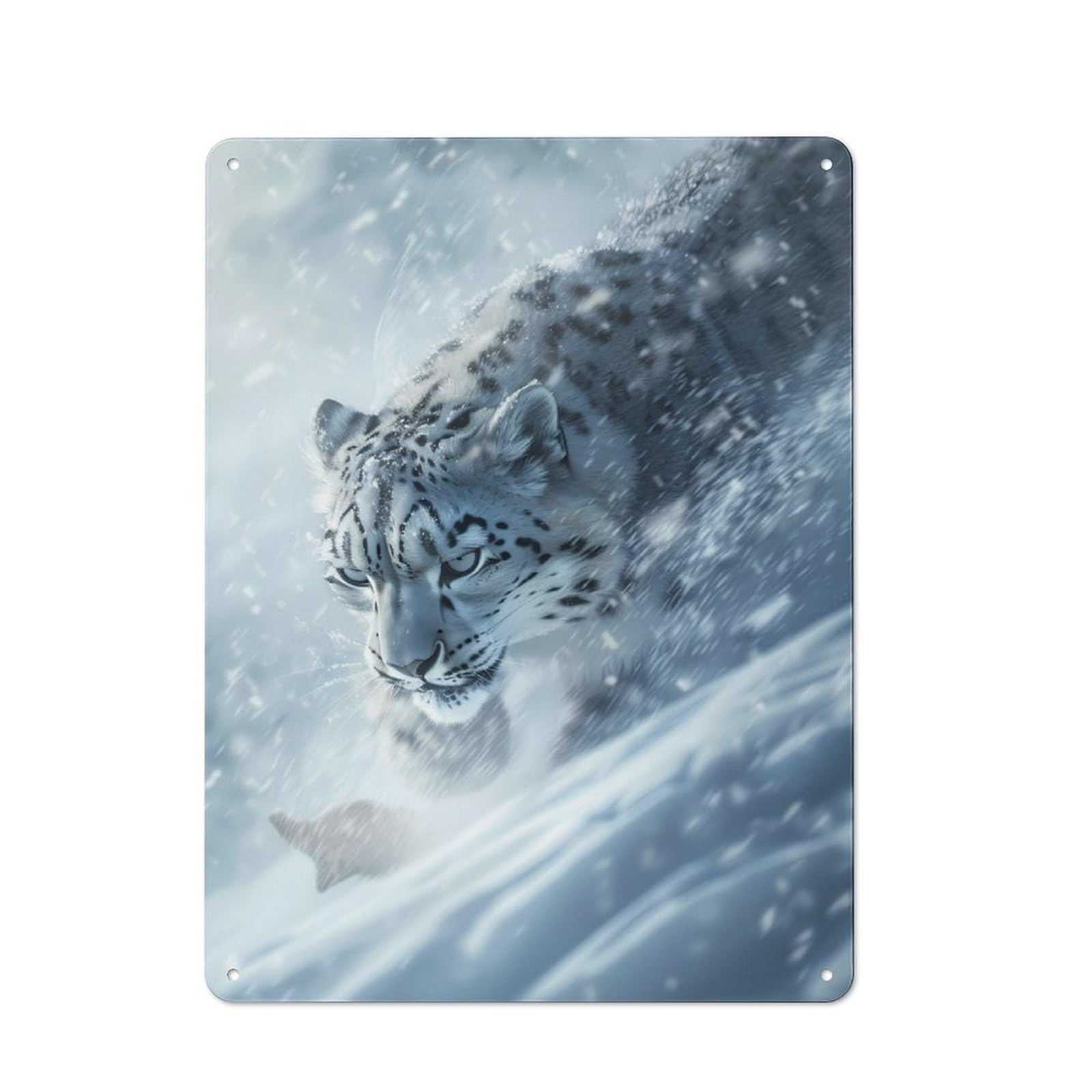 Junmoney Snow Leopard Lurking For Garden Room Or Summerhouse, Retro Tin Sign 40X30cm, Suited To Wall Displays In Garden Rooms And Summerhouses