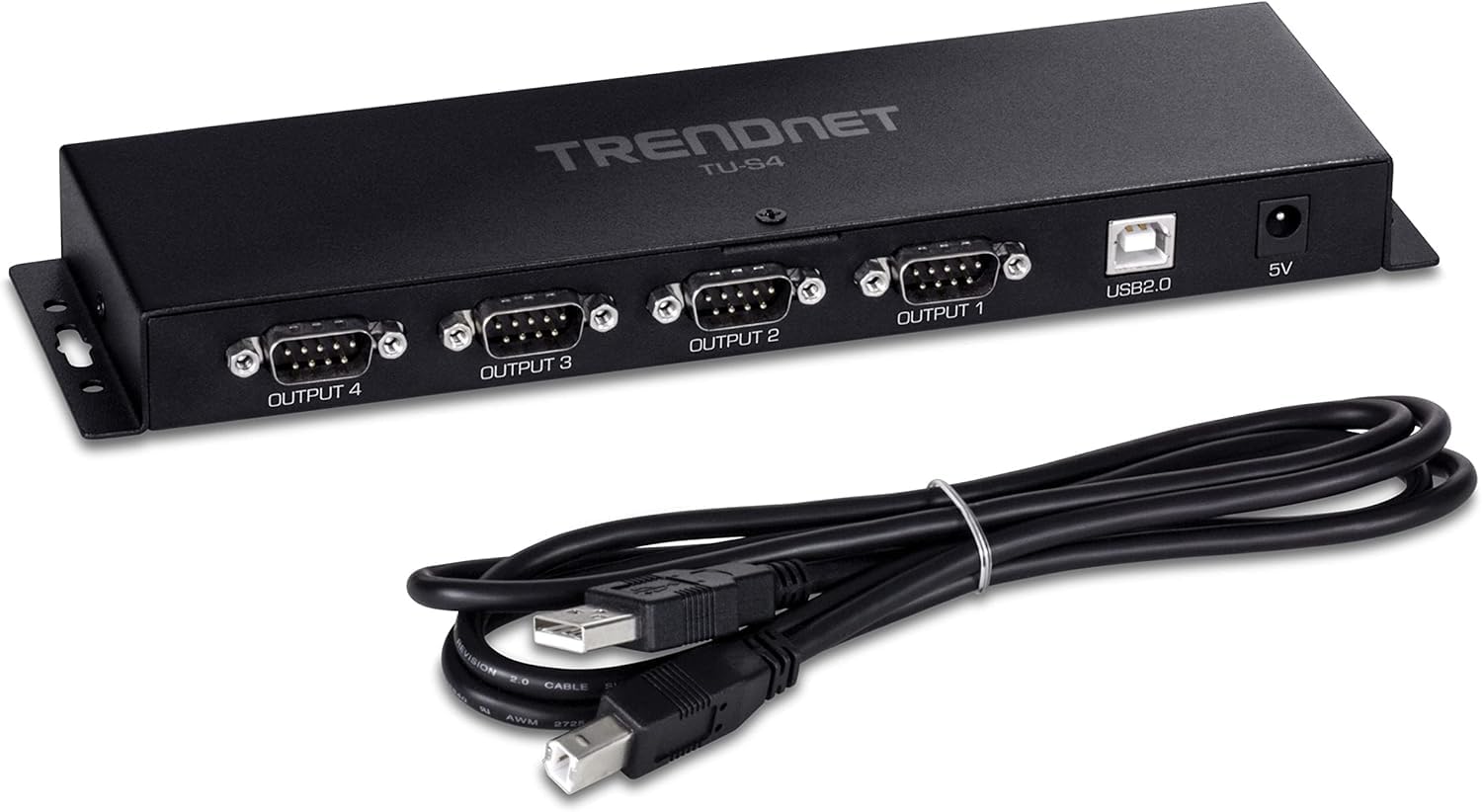 TRENDnet, TU-S4, concentrador USB a Serie RS232 de 4 Puertos, Negro