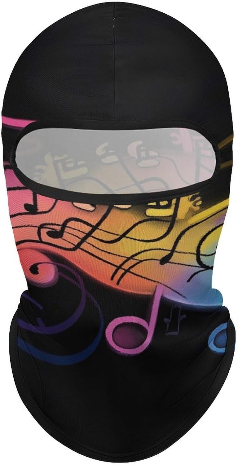 Rainbow Musical Note Melody Balaclava Ski Mask Sun Protection Breathable Full Head Mask Full Face Mask Neck Gaiter Windproof Scarf for Motorcycle Skiing Cycling