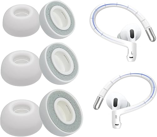 Adhiper Almohadillas de espuma viscoelástica y ganchos para las orejas para AirPods Pro 3 2025, para Airpods Pro3 nti-Slip, accesorios de repuesto
