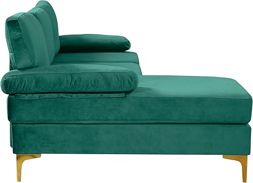 Miniatura 44 de Sofá modular moderno en forma de L, con diván extra ancho y patas doradas Gris,Negro -,Verde,Naranja,Gris oscuro,marino,Púrpura