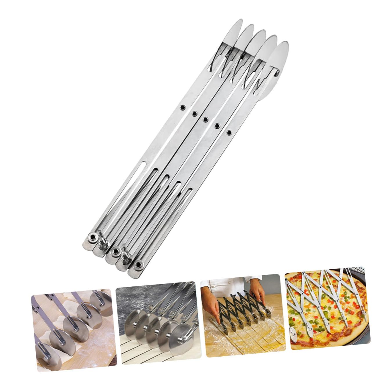 NOLITOY Coupe-pizza pour Découpe Précise en Acier Inoxydable avec 5 Roules Ajustables Outil de Pâtisserie Pratique et Moderne, Facile à Utiliser Ranger