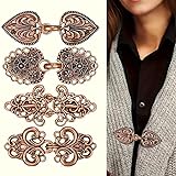 4 Pcs Vintage Zinc Alloy Rotating Sweater Clips – Elegant Floral/Filigree Collar Holders for Cape, Cardigan & Shawl, Non-Slip Clothing Closures for Women