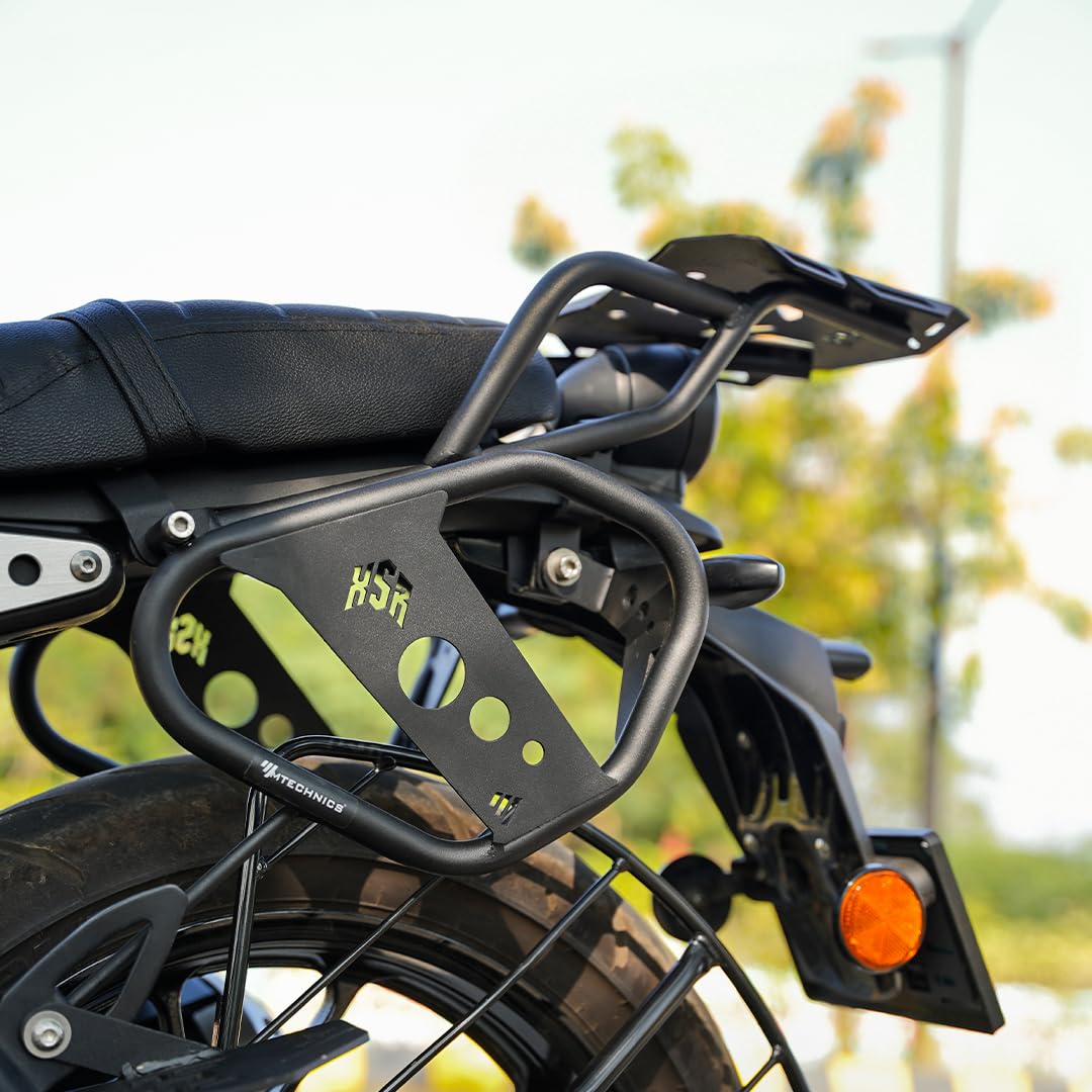 M TECHNICS Saddle Stay for XSR 155 | Heavy Duty Mild Steel Saddle Bag Support for Stable Touring | Black Powder Coated Finish | Side Luggage Guard for XSR 155-image-34